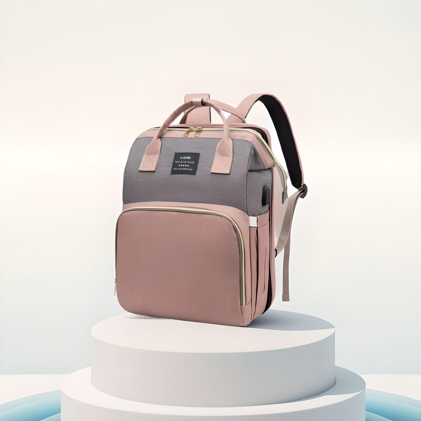 Mummy Baby Crib Backpack with Insulated Bottle Holder